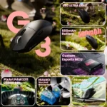 ATTACK SHARK G3 Tri-mode Wireless Gaming Mouse 25K DPI Black - Image 2