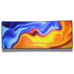 XL 80x30cm Mouse pad 4mm Gaming Desk Mat Abstract Art In Fluid  Blue, Yellow, Orange.
