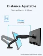 ZENO M8D Gas Spring Monitor Arm Stand Dual Screens 17-32 18Kg Black - Image 3