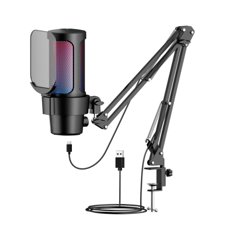 M8 USB Gaming Microphone RGB for PC With Boom Arm maroc