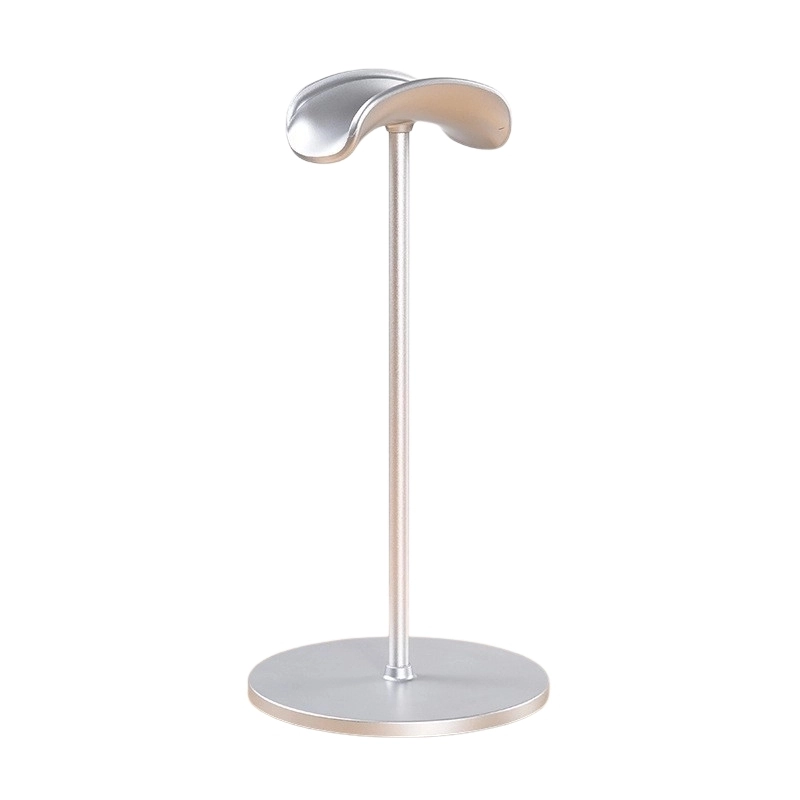 Headset support stand silver METAL Headphone Stand Headset Holder with Aluminum Support Bar Flexible Headrest ABS Solid Base Silver - Image 1