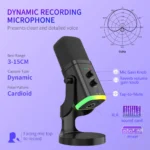 YU8 Dynamic USB/XLR Microphone RGB for Recording Gaming streaming Black - Image 8