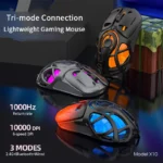 K-Snake X10 Tri-Mode Wireless Gaming Mouse Black Orange - Image 3