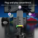 YU8 Dynamic USB/XLR Microphone RGB for Recording Gaming streaming Black - Image 3
