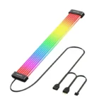 COOLMOON 5V ARGB Computer Motherboard Neon Extension Cable 24Pin C260EX Sync PC Case LED Light Bar PSU 8Pin Cables Black - Image 2