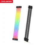 COOLMOON 5V ARGB Computer Motherboard Neon Extension Cable 24Pin C260EX Sync PC Case LED Light Bar PSU 8Pin Cables Black
