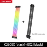 COOLMOON 5V ARGB Computer Motherboard Neon Extension Cable 24Pin C260EX Sync PC Case LED Light Bar PSU 8Pin Cables Black - Image 3