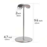 Headphone Stand Headset Holder with Aluminum Support Bar Flexible Headrest ABS Solid Base Silver - Image 3
