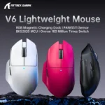 ATTACK SHARK V6 Tri-Mode Wireless Gaming Mouse 25K DPI | RGB Dock White - Image 4