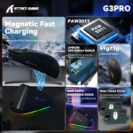 ATTACK SHARK G3 PRO Tri-mode Wireless Gaming Mouse 25K DPI  Charging Dock Black - Image 7