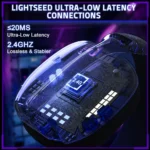 ATTACK SHARK L80 PRO Wireless Gaming Headset – 20ms Low Latency, 40mm Drivers, Tri-Mode | Black - Image 4