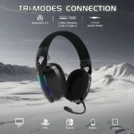ATTACK SHARK L90 Wireless Gaming Headset – RGB, 7.1 Surround Sound, Tri-Mode Black - Image 2