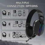 ATTACK SHARK L90 Wireless Gaming Headset – RGB, 7.1 Surround Sound, Tri-Mode Black - Image 8