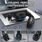ATTACK SHARK L90 Wireless Gaming Headset – RGB, 7.1 Surround Sound, Tri-Mode Black - Image 5