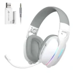 ATTACK SHARK L90 Wireless Gaming Headset – RGB, 7.1 Surround Sound, Tri-Mode White