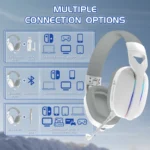 ATTACK SHARK L90 Wireless Gaming Headset – RGB, 7.1 Surround Sound, Tri-Mode White - Image 8