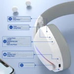 ATTACK SHARK L90 Wireless Gaming Headset – RGB, 7.1 Surround Sound, Tri-Mode White - Image 7