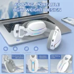 ATTACK SHARK L90 Wireless Gaming Headset – RGB, 7.1 Surround Sound, Tri-Mode White - Image 4