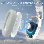 ATTACK SHARK L90 Wireless Gaming Headset – RGB, 7.1 Surround Sound, Tri-Mode White - Image 3