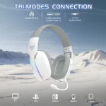 ATTACK SHARK L90 Wireless Gaming Headset – RGB, 7.1 Surround Sound, Tri-Mode White - Image 2