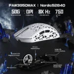 Attack Shark R5 Ultra 8k Wireless Gaming Mouse PAW3950MAX White - Image 4