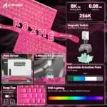 ATTACK SHARK R82 HE Rapid Trigger 8KHz Keyboard Magnetic Switch with 0.005MM RT Pink Contours - Image 2
