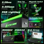ATTACK SHARK R85 HE Rapid Trigger 8K Keyboard Magnetic Switch with Custom Lightbox Black Neon Green - Image 3