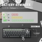 ATTACK SHARK X66 60% wireless mechanical keyboard with tri-mode connectivity, gasket mount, PBT side-printed keycaps, hot-swap switches, RGB and 3000mAh battery. - Image 6