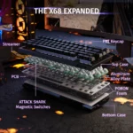 ATTACK SHARK X68 HE Rapid Trigger Keyboard Magnetic Switch 0.01mm RT Accuracy Black Contours - Image 9