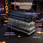 ATTACK SHARK X68 HE Rapid Trigger Keyboard Magnetic Switch 0.01mm RT Accuracy Black - Image 9