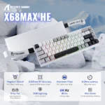 ATTACK SHARK X68 MAX HE Aluminum Keyboard Rapid Trigger Magnetic Switch 0.01mm RT Accuracy Starlight White - Image 2