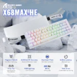 ATTACK SHARK X68 MAX HE Aluminum Keyboard Rapid Trigger Magnetic Switch 0.01mm RT Accuracy White Contours - Image 2