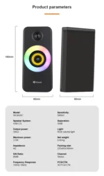 Kisonli X8 RGB LED Gaming Speaker – Portable Audio Player Multimedia Speaker | Black - Image 9