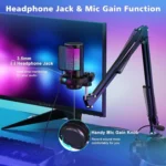 ME6S USB Gaming Microphone RGB for PC With Boom Arm Stand - Image 3