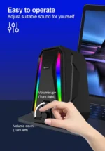 Kisonli X10 Super Bass Usb 2.0 PC Speakers Computer 10W Gaming HiFi Multimedia Speaker | Black - Image 6