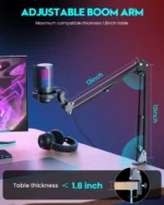 ME6S USB Gaming Microphone RGB for PC With Boom Arm Stand - Image 5