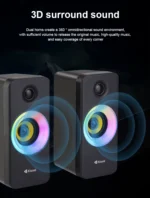 Kisonli X8 RGB LED Gaming Speaker – Portable Audio Player Multimedia Speaker | Black - Image 4