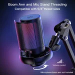 ME6S USB Gaming Microphone RGB for PC With Boom Arm Stand - Image 8