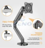 ZENO M8 Gas Spring Monitor Arm Stand For 17-32 Screen 9Kg Black - Image 5