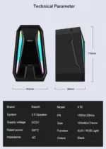 Kisonli X10 Super Bass Usb 2.0 PC Speakers Computer 10W Gaming HiFi Multimedia Speaker | Black - Image 5