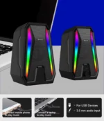 Kisonli X10 Super Bass Usb 2.0 PC Speakers Computer 10W Gaming HiFi Multimedia Speaker | Black - Image 4
