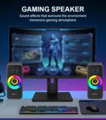 Kisonli X8 RGB LED Gaming Speaker – Portable Audio Player Multimedia Speaker | Black - Image 3