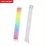 COOLMOON 5V ARGB Computer Motherboard Neon Extension Cable C260EX Sync PC Case LED Light Bar PSU 8Pin Cables White