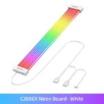 COOLMOON 5V ARGB Computer Motherboard Neon Extension Cable C260EX Sync PC Case LED Light Bar PSU 8Pin Cables White - Image 2