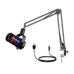 USB Microphone Condenser PDO RGB With Boom Arm for Recording Gaming streaming Podcasts