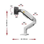 NB ERGONOMIC F80 XE Gas Spring Monitor Arm Stand 17-32 9KG 360° White - Image 2
