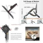 NB Ergonomic F80 Gas Spring Monitor Arm Stand 17-32 9KG 360° Black - Image 4