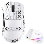 ATTACK SHARK V3 PRO Tri-mode Wireless Gaming Mouse 25K DPI RGB Charging Dock White - Image 2