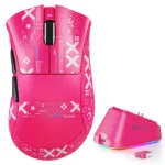 ATTACK SHARK V3 PRO Tri-mode Wireless Gaming Mouse 25K DPI RGB Charging Dock Rose Red - Image 2