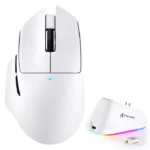 ATTACK SHARK V6 Tri-Mode Wireless Gaming Mouse 25K DPI | RGB Dock White